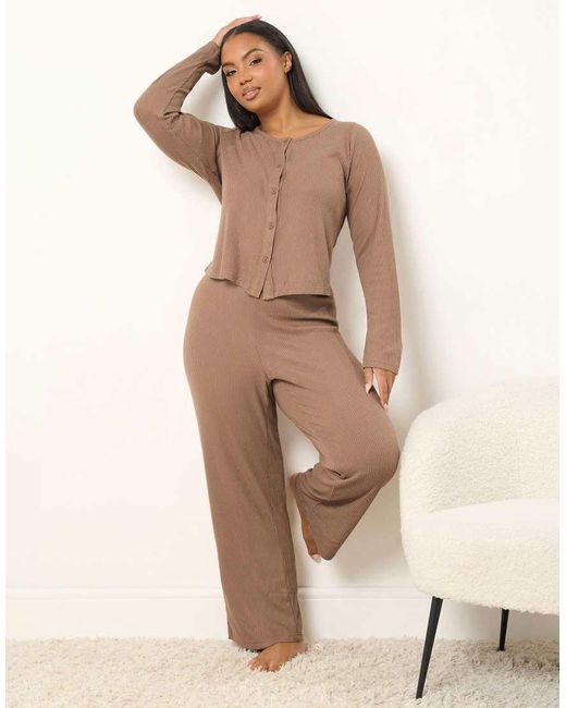 Yours Clothing Natural Jersey Ribbed Cardigan