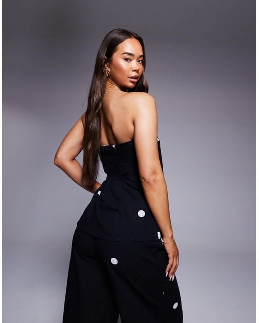 River Island Black Printed Polka Dot Bandeau Top
