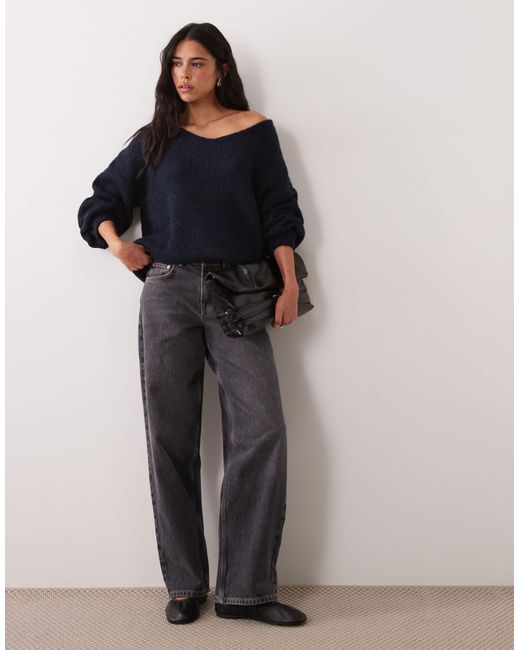 Pull oversize réversible en maille - bleu marine Jdy en coloris Blue