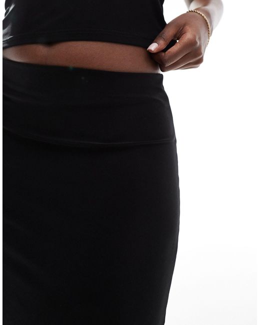 ASOS Black Slinky Midi Skirt With Side Splits