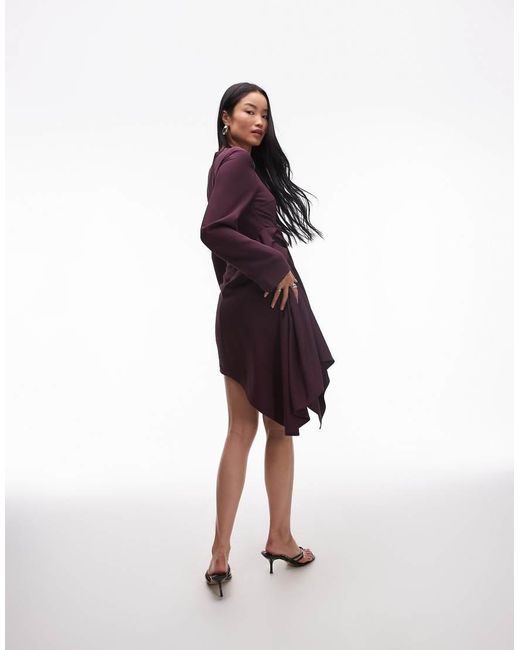 & Other Stories Purple Stretch Mini Dress With Asymmetric Draped Train Detail