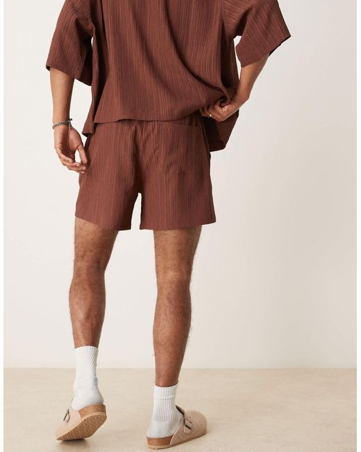 ASOS Brown Textured Shorts for men