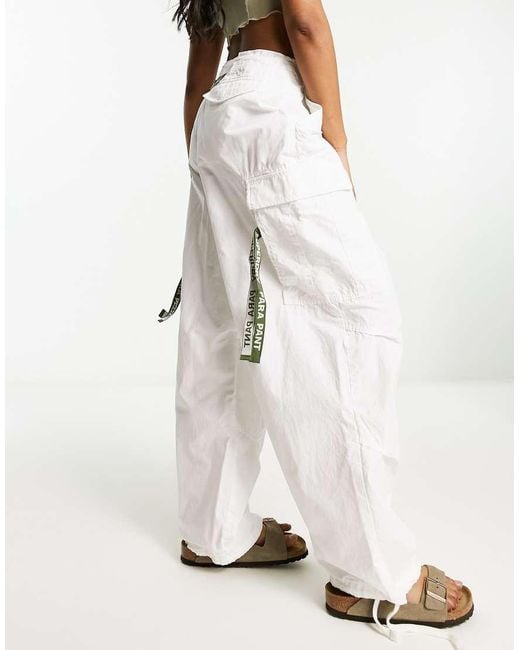 Superdry White Baggy Parachute Trousers