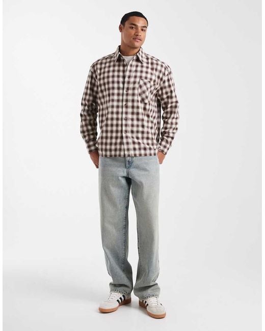 Only & Sons Ruimvallend Cropped Geruit Overhemd Met Lange Mouwen in het Brown voor heren