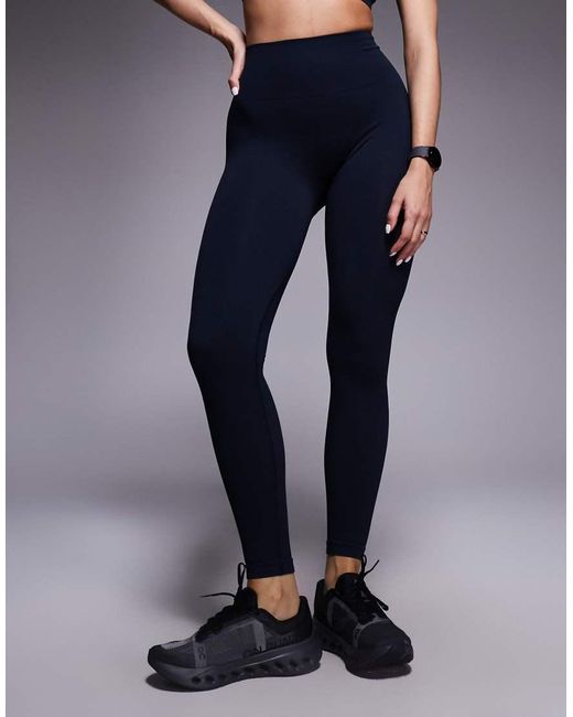 4505 Blue Seamless Baby Rib High Waist Gym Leggings