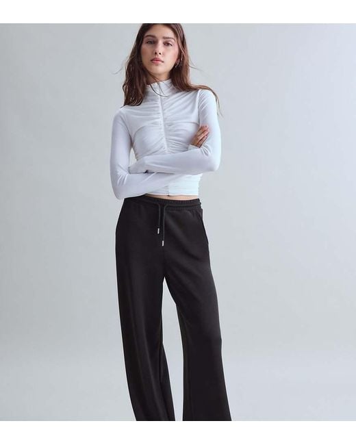 Stradivarius Blue Petite Soft-Touch Palazzo Trousers