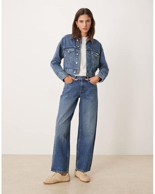 Calvin Klein Blue Cropped Denim Trucker Jacket