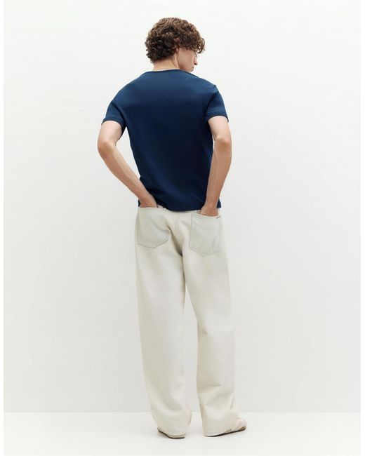 Pull&Bear – schmales basic-t-shirt in Blue für Herren