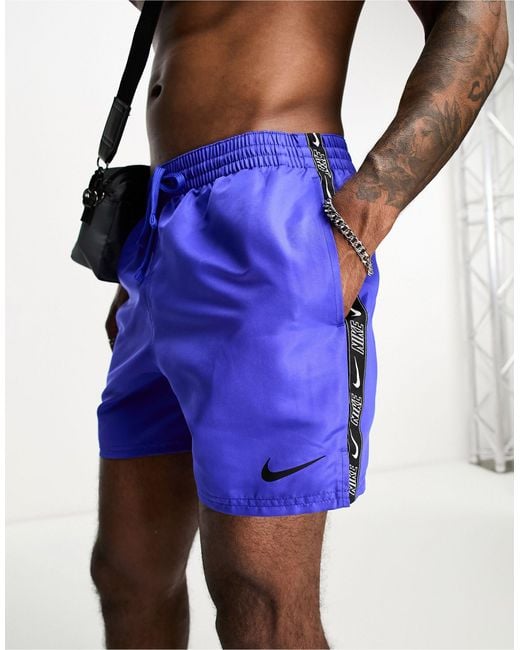 Nike Blue Icon Volley 5 Inch Taped Satin Swim Shorts for men