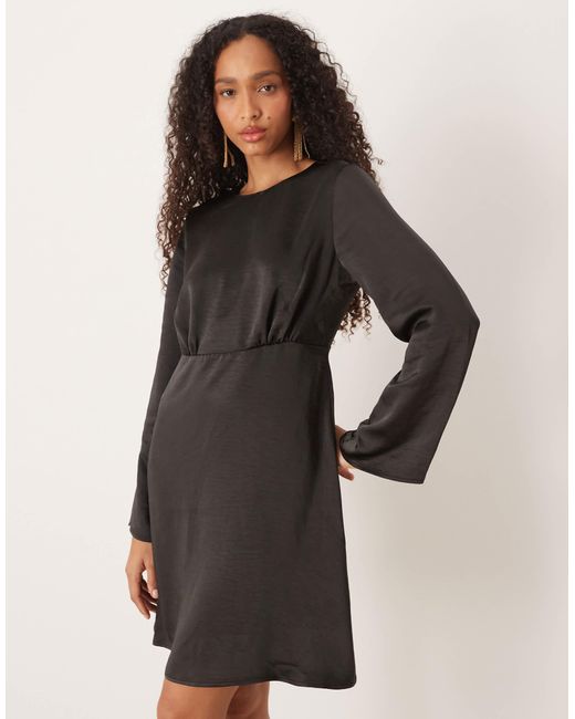 Y.A.S Black Open Back Satin Mini Dress