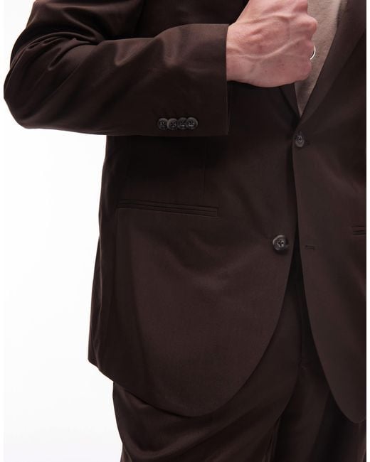 Topman Brown Relaxed Suit Jacket for men