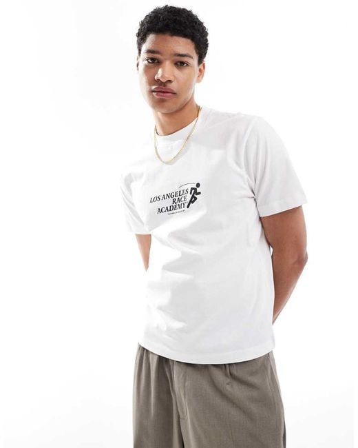 Camiseta Blanca De Corte Cuadrado Con Estampado Gráfico Deportivo De -Blanco ASOS de hombre de color White