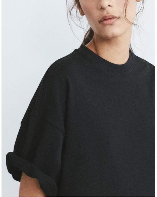 Pull&Bear Black Boxy-Fit Short Sleeve T-Shirt
