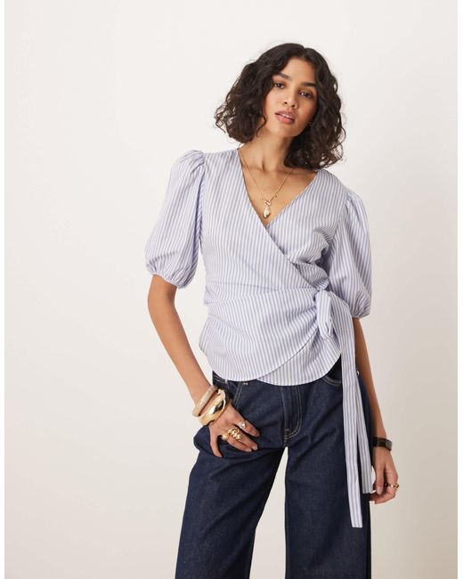 ASOS White Cinched Wrap Top