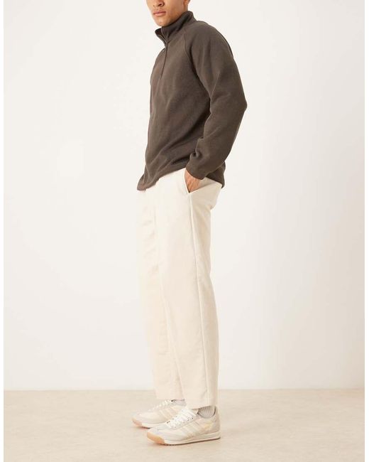 ASOS Natural Tailored Oversized Tapered Pleated Trousers for men