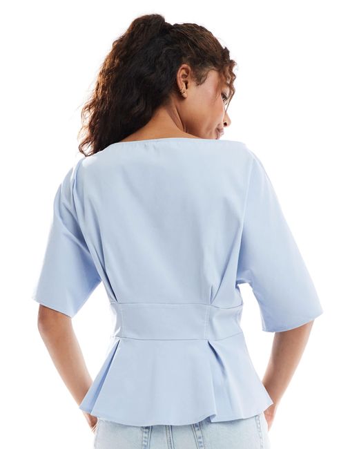 ASOS Blue Top With Waisted Seam Detail
