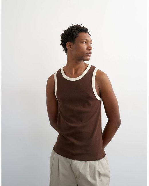Topman White Regular Fit Ringer Vest for men