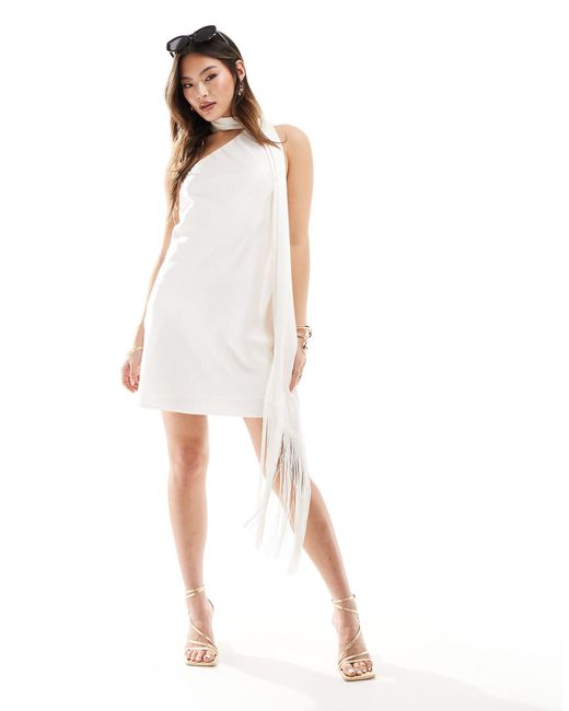 Vestido corto blanco con detalle Abercrombie & Fitch de color White