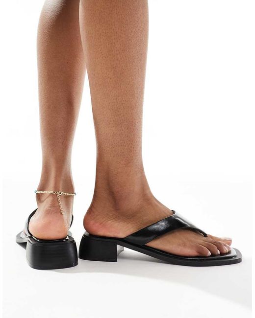 ASOS Natural Finale Toe Thong Heeled Mule Sandals