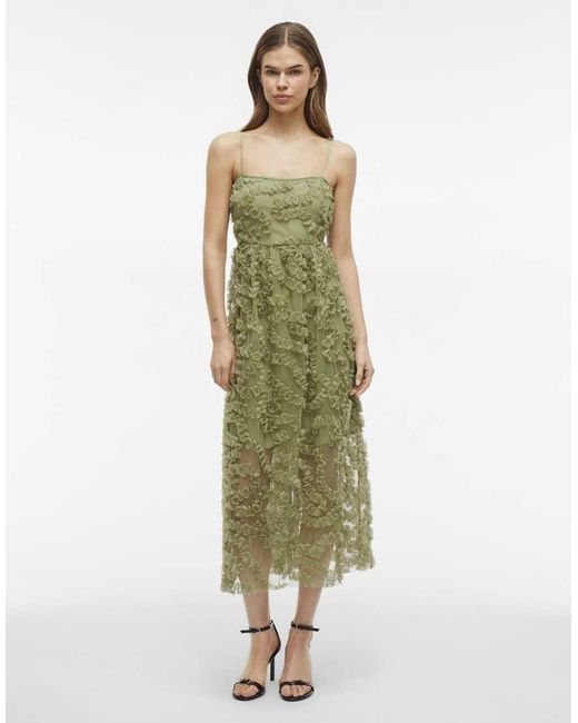Vestido Midi De Vila de color Green