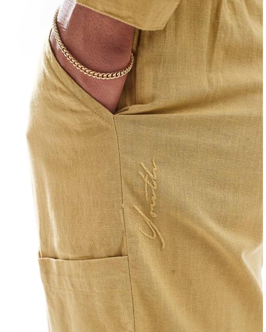 Native Youth Metallic Linen Wide Leg Trousers for men