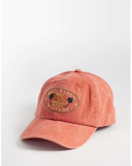 Reclaimed Vintage Orange Unisex Cap With Vacation Print