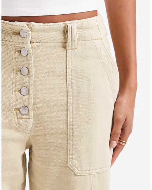 ASOS Natural Button Front Laundered Barrel Trousers