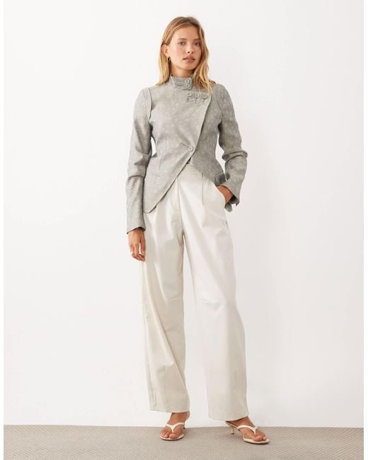 Mango Natural Funnel Neck Statement Jacket