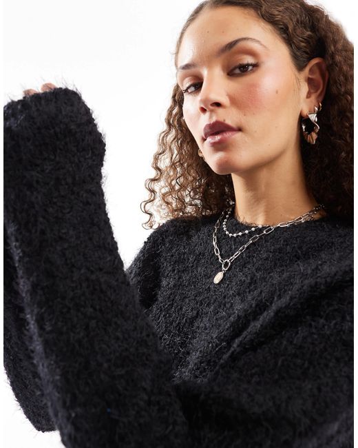 Noisy May Black – flauschiger strickpullover
