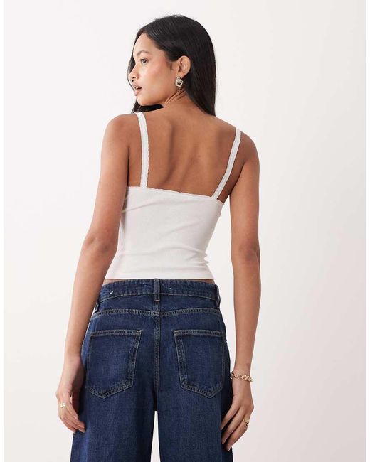 Miss Selfridge Blue Ruffle Trim Cami Top