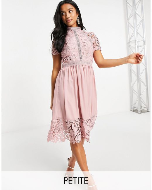 chi chi london crochet lace skater dress with crochet insert