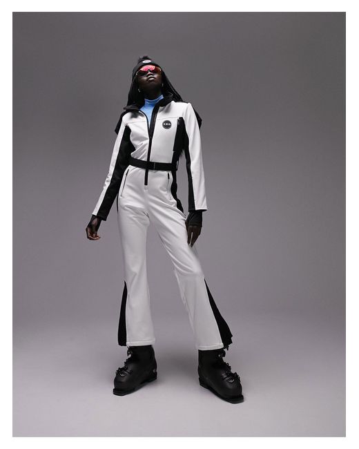 Sno Ski Suit With Faux Fur Hood & Belt in Gray Lyst