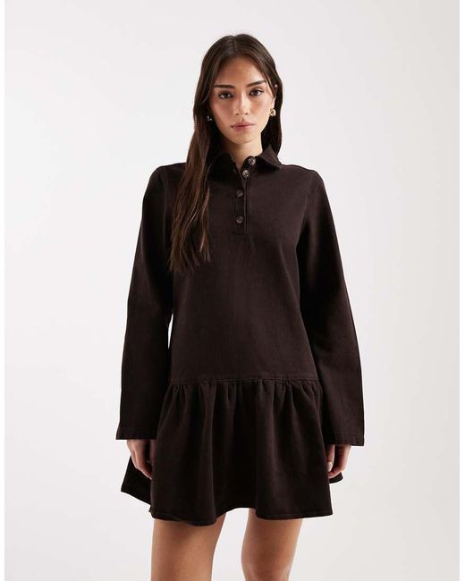ASOS Black Denim Drop Waist Mini Dress