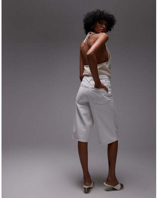 TOPSHOP Gray Denim Board Shorts