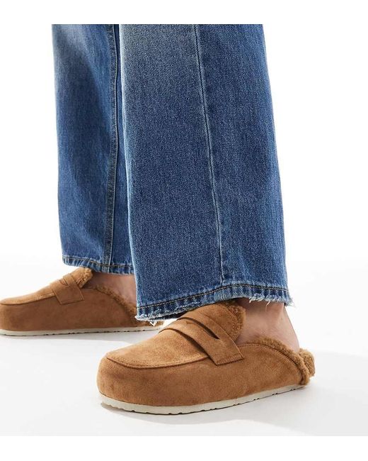 SEQWL Wide Fit Blue Soda Fur Lined Mules