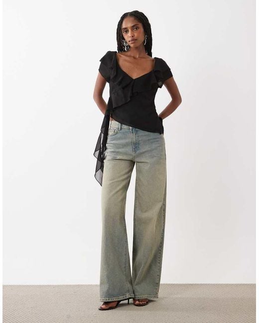 Motel Black Riksa Draped Floaty Top