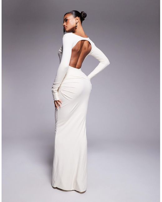Oh Polly Regine Open Back Maxi Dress in Grey | Lyst Australia