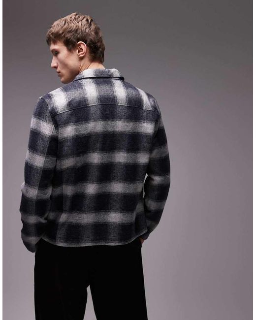AllSaints Gray Ellis Zip Through Check Jacket for men