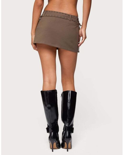 Edikted Green Studded Tie Belt Mini Skort