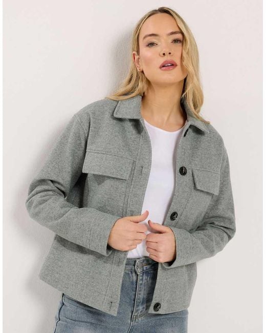 Long Tall Sally Gray Brushed Trucker Jacket