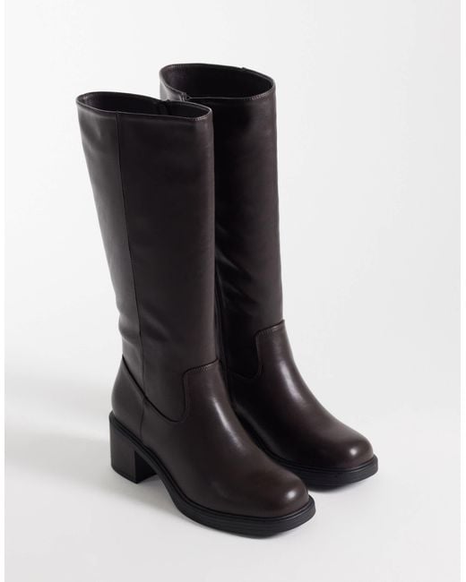 Glamorous Black Pull On Knee Boots