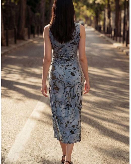 Desigual Blue Flocked Midi Dress