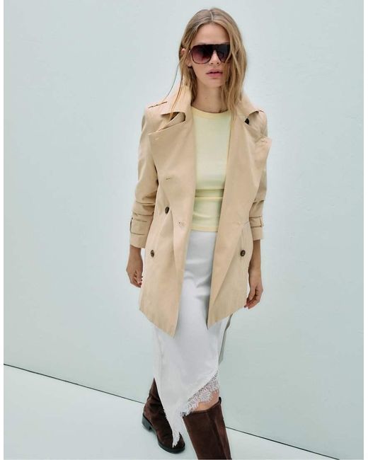 Stradivarius White Short Basic Trench Coat