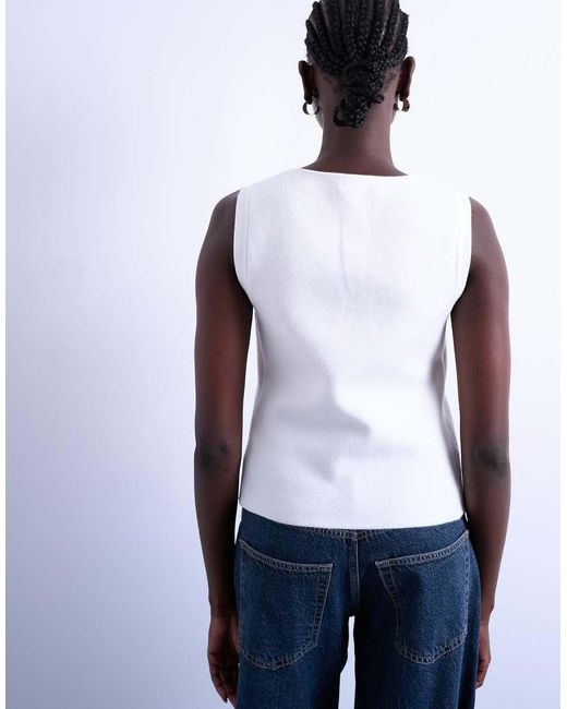 Chaleco Blanco De Punto Compacto De TOPSHOP de color Blue