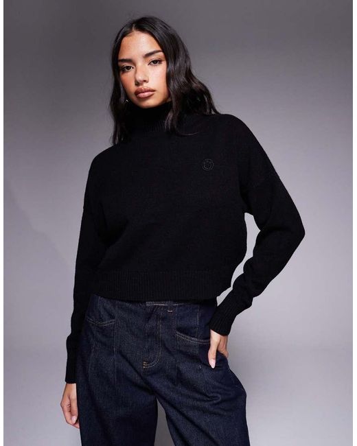 Jersey Extragrande Con Cuello Alto Y Logo En El Mismo Tono De Punto Sesty De HUGO de color Blue