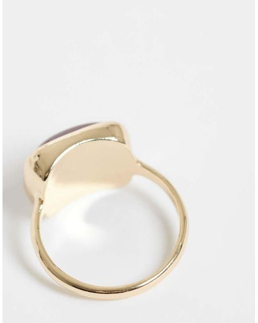 ASOS Pink Asos Design Curve Ring With Square Burgundy Resin Stone