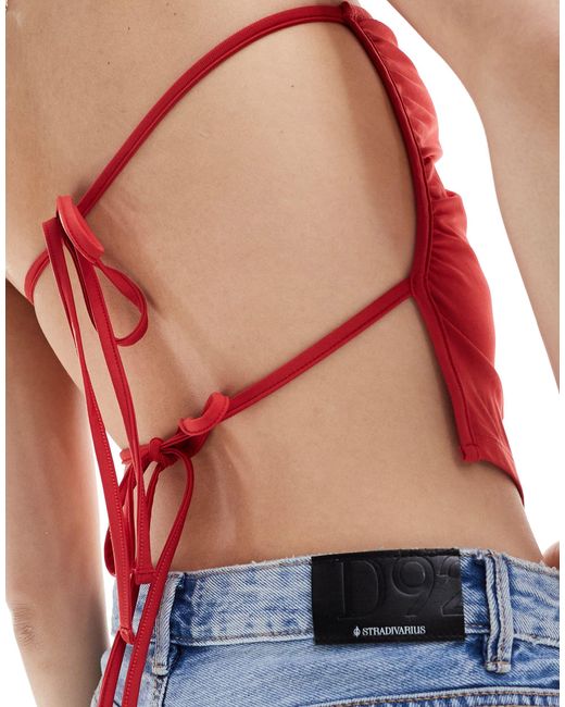ASOS Red Slinky Tie Back Bandeau