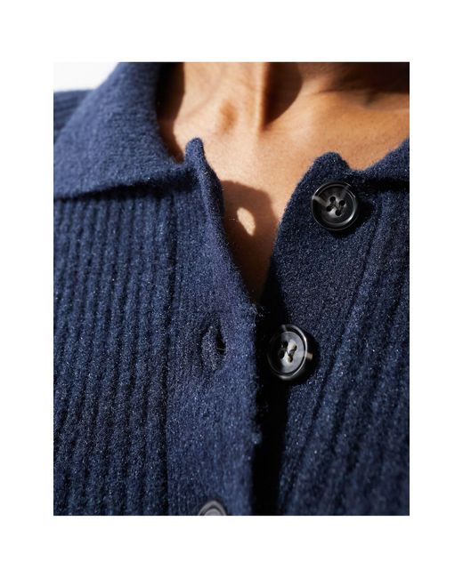 Monki Blue Knit Polo Collar Sweater