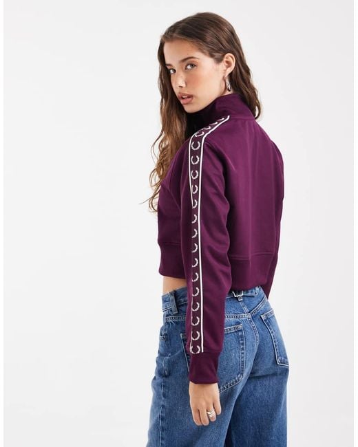 Fred Perry Purple Cropped Taped Track Jacket