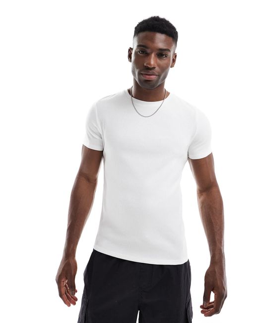 ASOS – körperbetontes basic-t-shirt in White für Herren